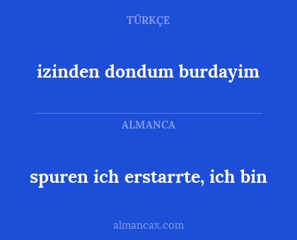spuren ich erstarrte, ich bin - izinden dondum burdayim
