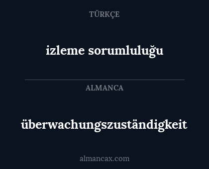 überwachungszuständigkeit - izleme sorumluluğu