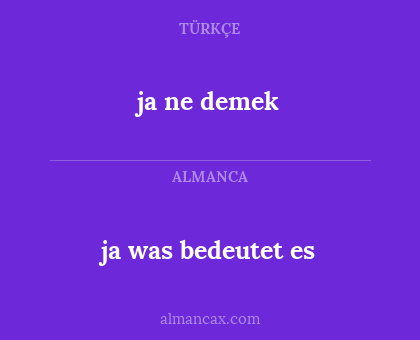 ja was bedeutet es - ja ne demek
