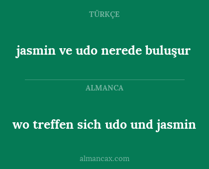 wo treffen sich udo und jasmin - jasmin ve udo nerede buluşur