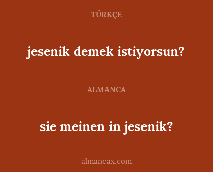 jesenik demek istiyorsun? - sie meinen in jesenik?