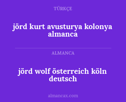 jörd kurt avusturya kolonya almanca - jörd wolf
österreich
köln
deutsch