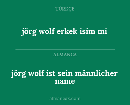 jörg wolf
erkek isim mi - jörg wolf ist sein männlicher name