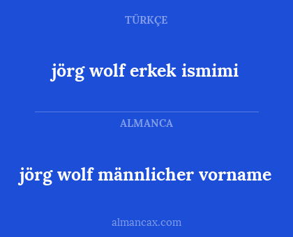 jörg wolf erkek ismimi - jörg wolf männlicher vorname