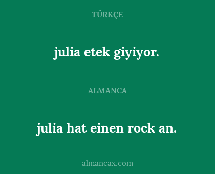 julia hat einen rock an. - julia etek giyiyor.