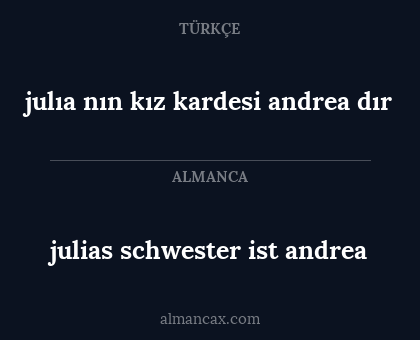 julıa nın kız kardesi andrea dır - julias schwester ist andrea