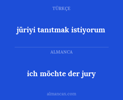 ich möchte der jury - jüriyi tanıtmak istiyorum