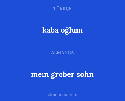 mein grober sohn - kaba oğlum