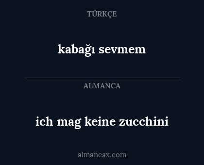 ich mag keine zucchini - kabağı sevmem