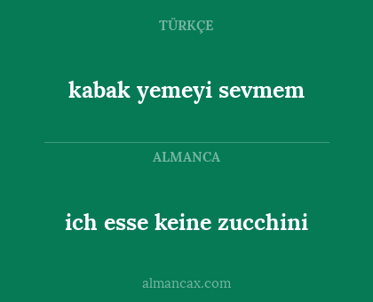 ich esse keine zucchini - kabak yemeyi sevmem