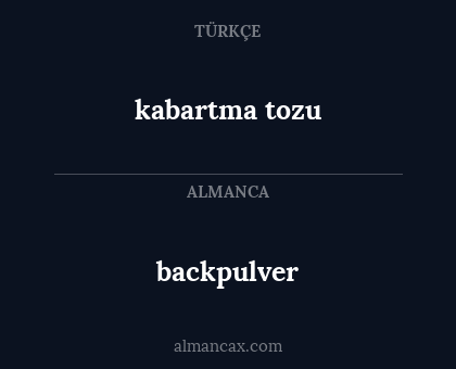 backpulver - kabartma tozu