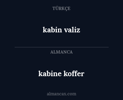 kabin valiz - kabine koffer