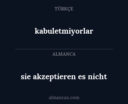 sie akzeptieren es nicht - kabuletmiyorlar