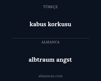 albtraum angst - kabus korkusu