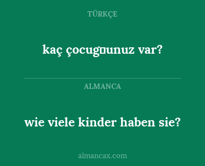 kaç çocuğunuz var? - wie viele kinder haben sie?