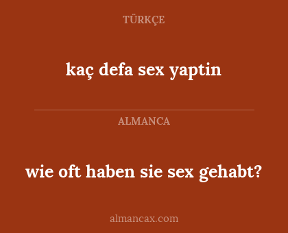 kaç defa sex yaptin - wie oft haben sie sex gehabt?