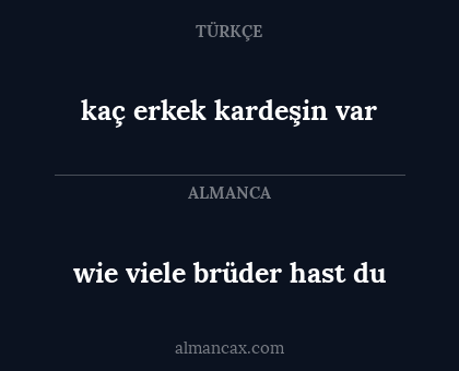 wie viele brüder hast du - kaç erkek kardeşin var
