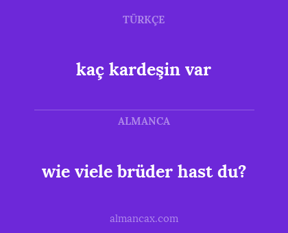 kaç kardeşin var - wie viele brüder hast du?