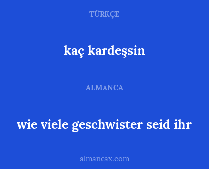 kaç kardeşsin - wie viele geschwister seid ihr