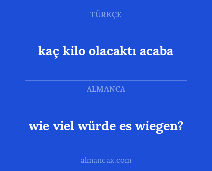 wie viel würde es wiegen? - kaç kilo olacaktı acaba
