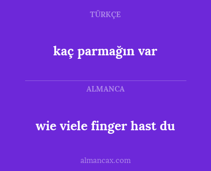 kaç parmağın var - wie viele finger hast du
