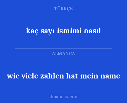 kaç sayı ismimi nasıl - wie viele zahlen hat mein name