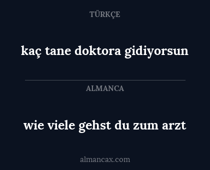wie viele gehst du zum arzt - kaç tane doktora gidiyorsun
