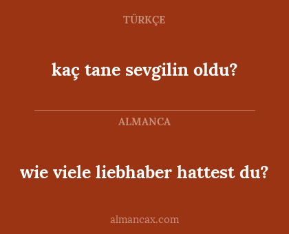 wie viele liebhaber hattest du? - kaç tane sevgilin oldu?
