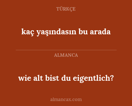 wie alt bist du eigentlich? - kaç yaşındasın bu arada