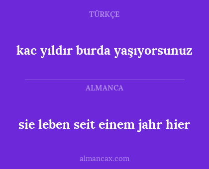 sie leben seit einem jahr hier - kac yıldır burda yaşıyorsunuz