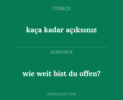 wie weit bist du offen? - kaça kadar açıksınız