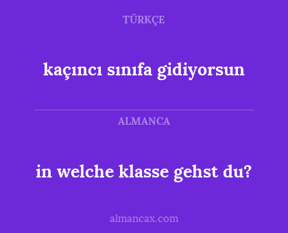 kaçıncı sınıfa gidiyorsun - in welche klasse gehst du?