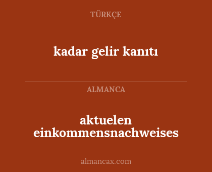 aktuelen einkommensnachweises - kadar gelir kanıtı
