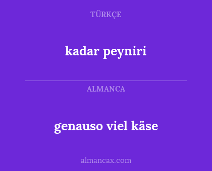 genauso viel käse - kadar peyniri