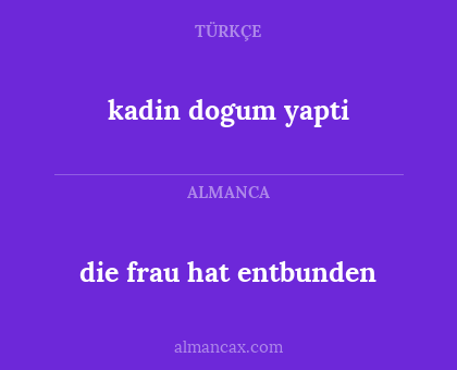 die frau hat entbunden - kadin dogum yapti