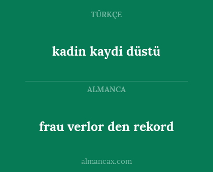 frau verlor den rekord - kadin kaydi düstü