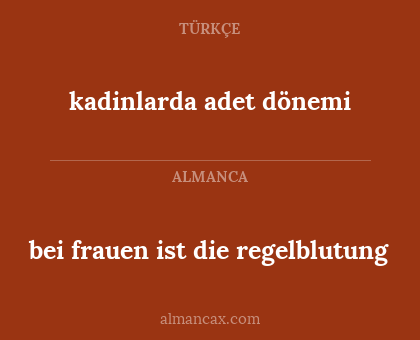 bei frauen ist die regelblutung - kadinlarda adet dönemi