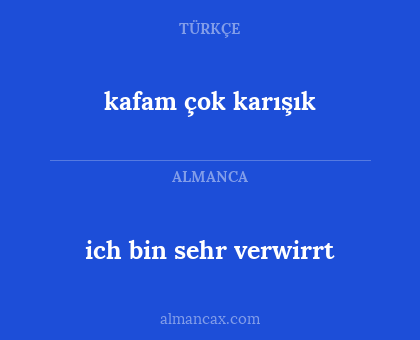 ich bin sehr verwirrt - kafam çok karışık