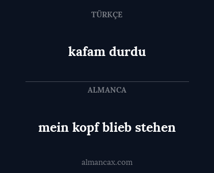 mein kopf blieb stehen - kafam durdu