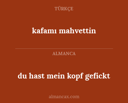 kafamı mahvettin - du hast mein kopf gefickt