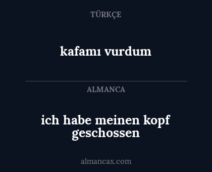 ich habe meinen kopf geschossen - kafamı vurdum