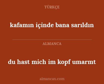 kafamın içinde bana sarıldın - du hast mich im kopf umarmt