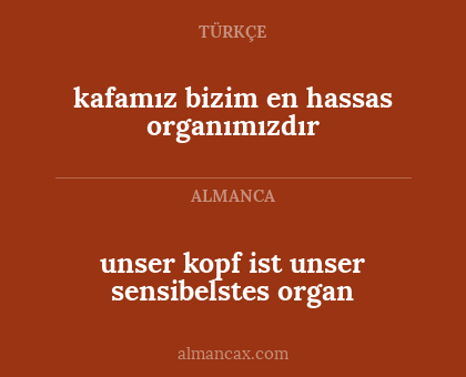 kafamız bizim en hassas organımızdır - unser kopf ist unser sensibelstes organ