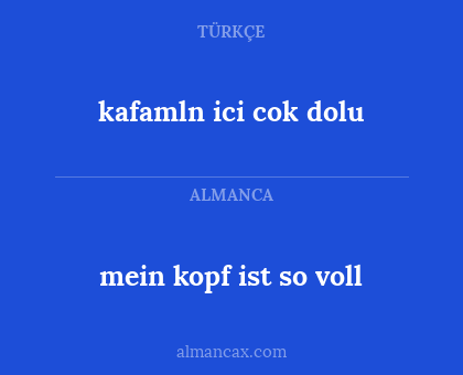 kafamln ici cok dolu - mein kopf ist so voll