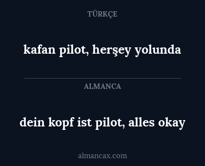 dein kopf ist pilot, alles okay - kafan pilot, herşey yolunda