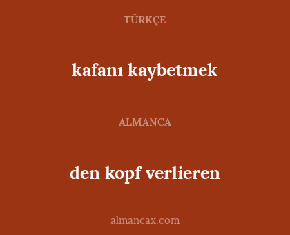 kafanı kaybetmek - den kopf verlieren