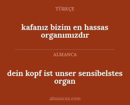 dein kopf ist unser sensibelstes organ - kafanız bizim en hassas organımızdır