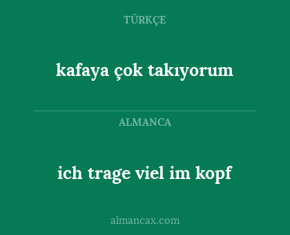 ich trage viel im kopf - kafaya çok takıyorum