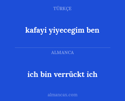 kafayi yiyecegim ben - ich bin verrückt ich