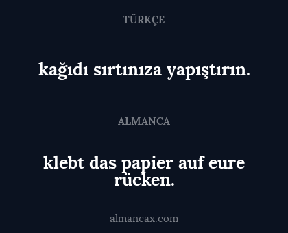 kağıdı sırtınıza yapıştırın. - klebt das papier auf eure rücken.